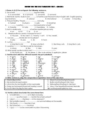 Review for the first semester test  Grade 6
